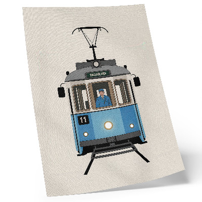 Sieninis plakatas Retro tramvajus minimalistinio stiliaus
