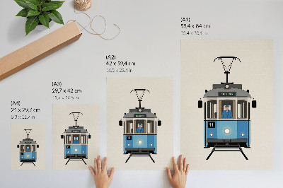 Sieninis plakatas Retro tramvajus minimalistinio stiliaus