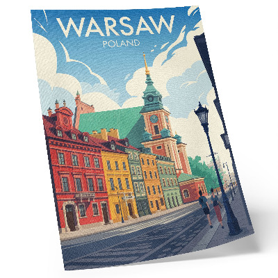 Plakatas Spalvingi daugiabučiai namai mėlyno dangaus architektūra