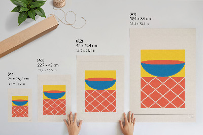 Sieninis plakatas Geltona mėlyna raudona geometrinė kompozicija