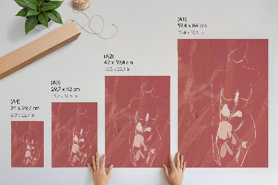 Plakatas svetainei Moteriškas siluetas ir gėlės, subtilumas, minimalizmas