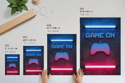 Plakatas Neoninių pikselių užrašas, žaidimų kilimėlio dinamika