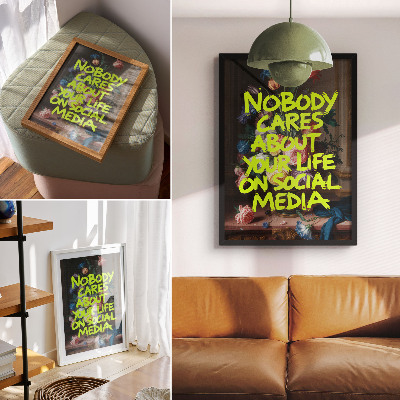 Plakatas svetainei Ryškus užrašas spalvingų gėlių fone