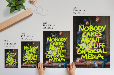 Plakatas svetainei Ryškus užrašas spalvingų gėlių fone