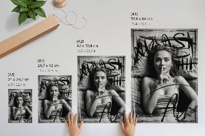 Plakatas Juodai baltos grafiti figūros dinaminės linijos