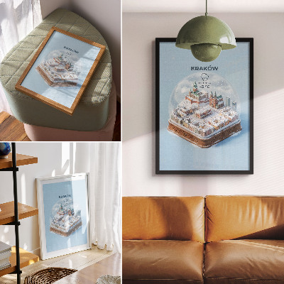 Dekoratyvinis plakatas Krokuva po stikliniu kupolu – žiemos atmosfera