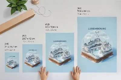Sieninis plakatas žiemos miesto peizažas po sniego kupolu