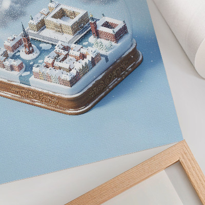 Plakatas svetainei Stokholmas sferoje, moderni architektūra, žiemos klimatas
