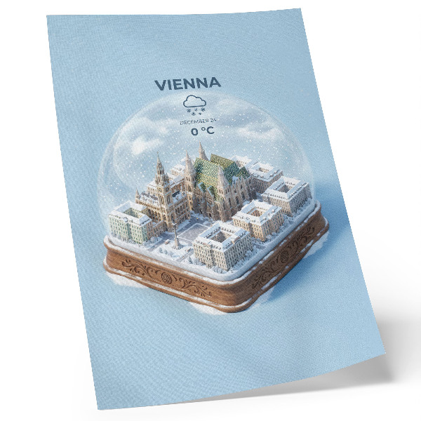 Dekoratyvinis plakatas Miniatiūrinė Vienos panorama stiklinėje sferoje