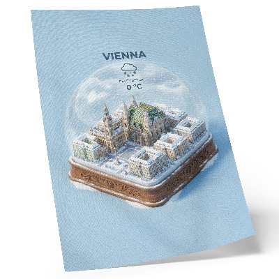 Dekoratyvinis plakatas Miniatiūrinė Vienos panorama stiklinėje sferoje