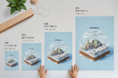 Dekoratyvinis plakatas Miniatiūrinė Vienos panorama stiklinėje sferoje