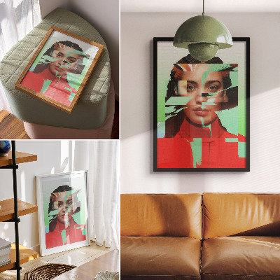 Dekoratyvinis plakatas Fragmentuotas pop meno modernumo vaizdas
