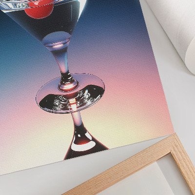 Sieninis plakatas Elegantiška kokteilio taurė su raudonomis vyšniomis