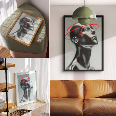 Plakatas svetainei Futuristinė skulptūra modernumo raudona pilka