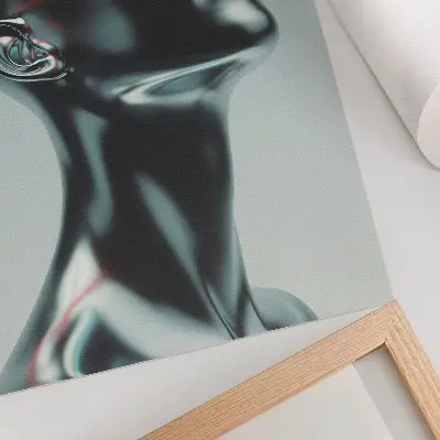 Plakatas svetainei futuristinė skulptūra raudonos ir pilkos spalvos