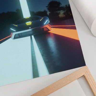 Dekoratyvinis plakatas Dinaminių linijų futuristinis automobilis naktį