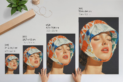 Plakatas Realizmo galvos apdangalo kontrasto spalva modernumas