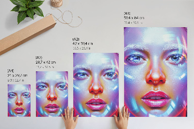 Plakatas svetainei Futuristinis portretas, kupinas energingų spalvų