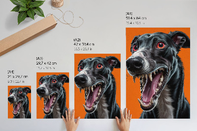 Plakatas Juodo kailio oranžinis fonas išraiškingos detalės