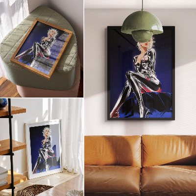 Plakatas Futuristinė figūra, blizgantys elementai, intensyvios spalvos