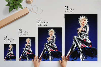 Plakatas Futuristinė figūra, blizgantys elementai, intensyvios spalvos