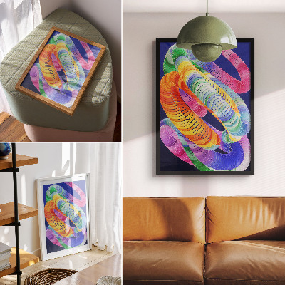 Sieninis plakatas Spalvingos spiralės abstrakčiu stiliumi