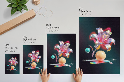 Plakatas Spalvinga abstrakcija su lelija ir kamuoliukais