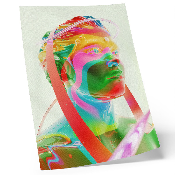 Sieninis plakatas Spalvingas futuristinis personažo portretas