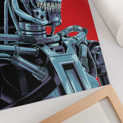 Plakatas Futuristinis robotas raudoname fone