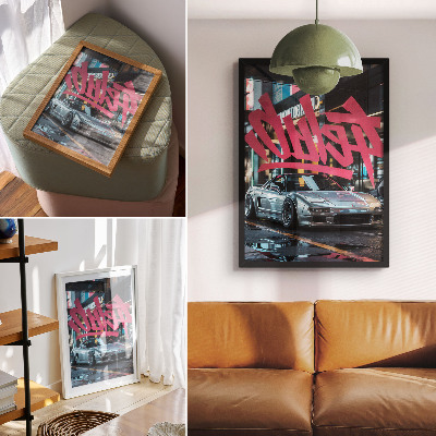 Plakatas svetainei Sportinių automobilių grafiti modernaus miesto gyvenimo atmosfera
