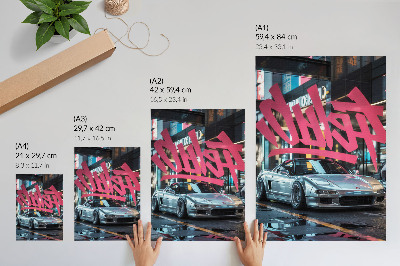 Plakatas svetainei Sportinių automobilių grafiti modernaus miesto gyvenimo atmosfera