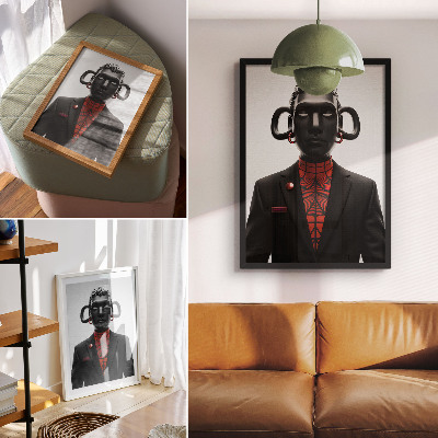Plakatas svetainei Futuristinis dizainas su juodos ir raudonos spalvos motyvais