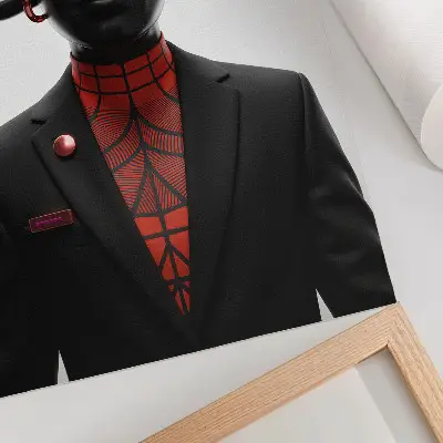 Plakatas svetainei futuristinio dizaino su juodos ir raudonos spalvos motyvais