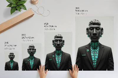 Plakatas Futuristinis stilius, išraiškingi kontrastai, turkis.