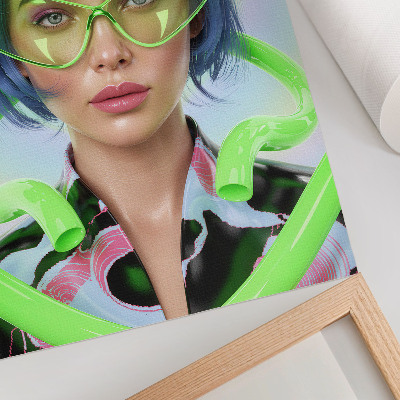 Dekoratyvinis plakatas Futuristinis moters portretas su spalvų energija