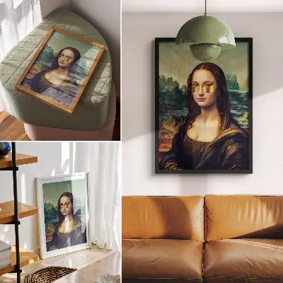 Dekoratyvinis plakatas auksu dengtas modernaus stiliaus tradicijų motyvas