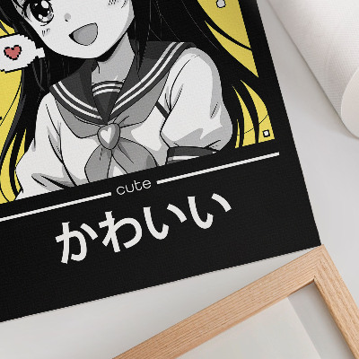 Plakatas svetainei Manga stiliaus juodos linijos geltoni akcentai