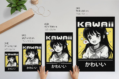 Plakatas svetainei Manga stiliaus juodos linijos geltoni akcentai