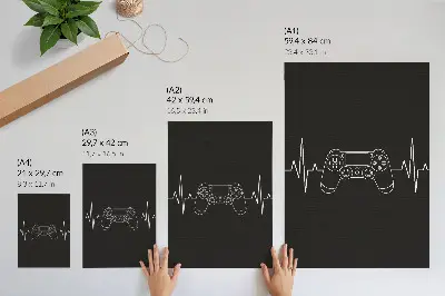 Dekoratyvinis plakatas minimalistinė žaidimų tema su juodai balta širdimi