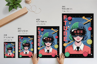 Sieninis plakatas Moderni kosmoso VR moters tema