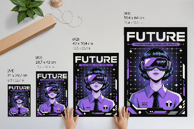 Plakatas svetainei Ateities technologijų violetinė dinaminė tema