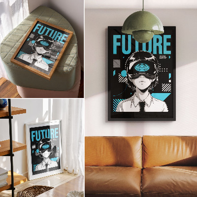 Plakatas Modernus personažas su VR akiniais