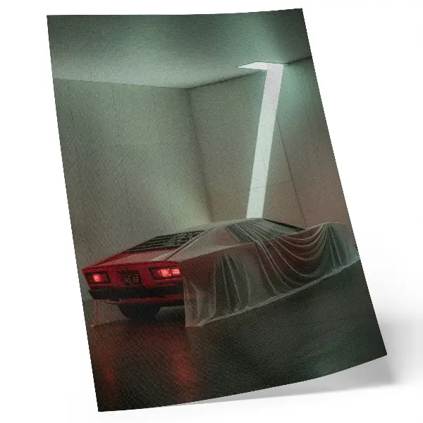Plakatas svetainei minimalistinis klasikinio automobilio šviesos dizainas
