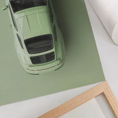 Plakatas modernus žalios spalvos automobilis