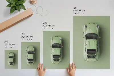 Plakatas modernus žalios spalvos automobilis