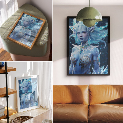 Plakatas Fantastiška atmosfera, magiška figūra, ledo kristalai