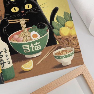 Plakatas Katė su ramenu ir citrinomis, japoniška tema, nesenstanti atmosfera