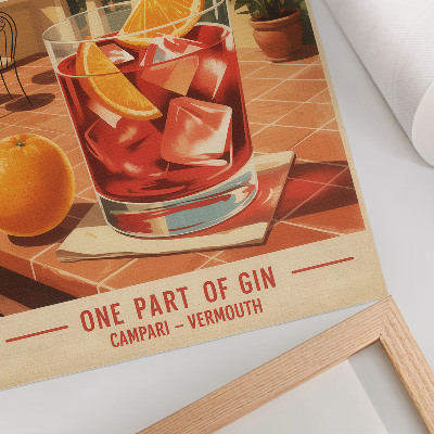 Plakatas svetainei Apelsinų gėrimas terasoje, retro stiliaus atmosfera