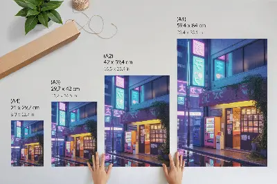 Sieninis plakatas neoninis lietus su atmosferiniu apšvietimu ir spalvingomis šviesomis