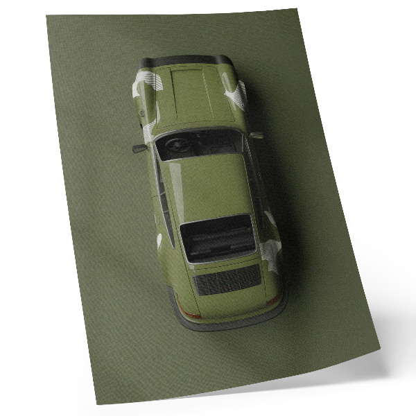 Plakatas Elegantiškas žalias automobilis minimalizmo paprastumas